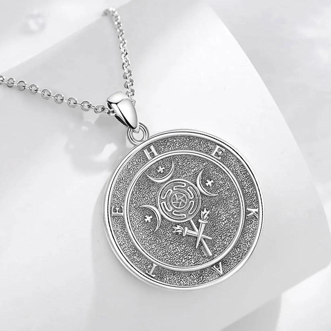 925 Silver Wicca Triple Moon Goddess Necklace Hecate Goddess Necklace Pagan Triple Goddess Jewelry-MoonChildWorld