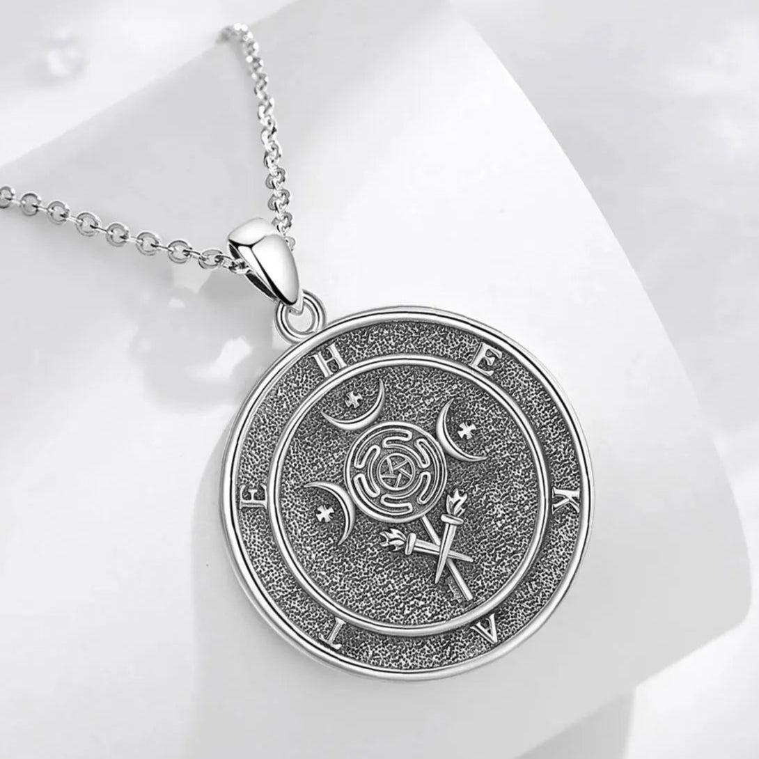 925 Silver Wicca Triple Moon Goddess Necklace Hecate Goddess Necklace Pagan Triple Goddess Jewelry-MoonChildWorld