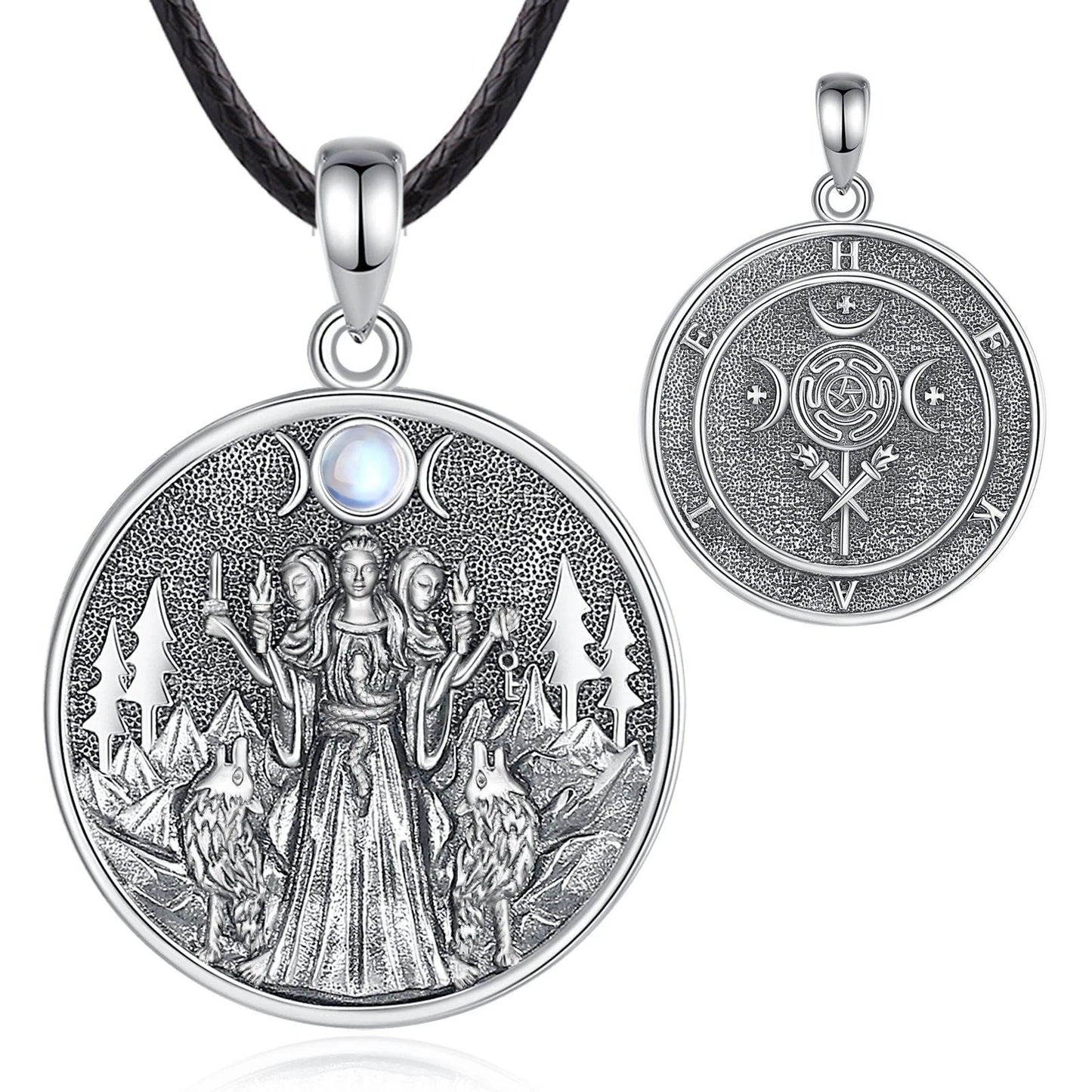 925 Silver Wicca Triple Moon Goddess Necklace Hecate Goddess Necklace Pagan Triple Goddess Jewelry-MoonChildWorld