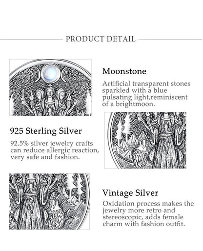 925 Silver Wicca Triple Moon Goddess Necklace Hecate Goddess Necklace Pagan Triple Goddess Jewelry-MoonChildWorld