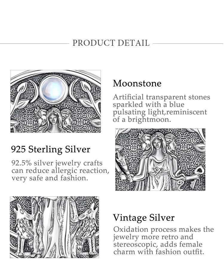925 Silver Wicca Triple Moon Goddess Necklace Hecate Goddess Necklace Pagan Triple Goddess Jewelry-MoonChildWorld