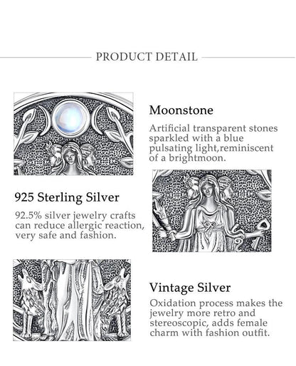925 Silver Wicca Triple Moon Goddess Necklace Hecate Goddess Necklace Pagan Triple Goddess Jewelry-MoonChildWorld