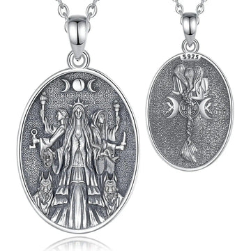 925 Silver Wicca Triple Moon Goddess Necklace Hecate Goddess Necklace Pagan Triple Goddess Jewelry-MoonChildWorld