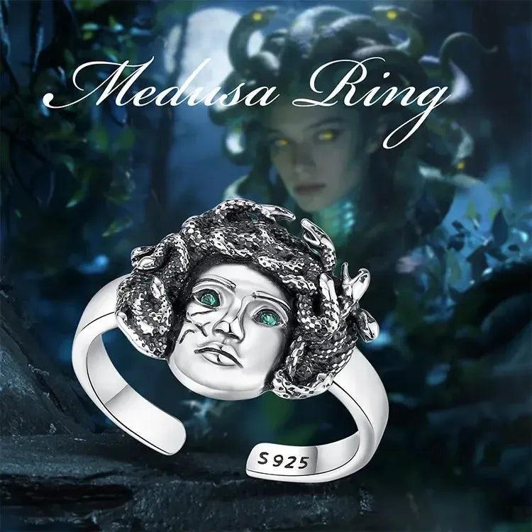 925 Sterling Silver Adjustable Medusa Ring Snake Hair Witchy Ring Greek Mythology Jewelry-MoonChildWorld