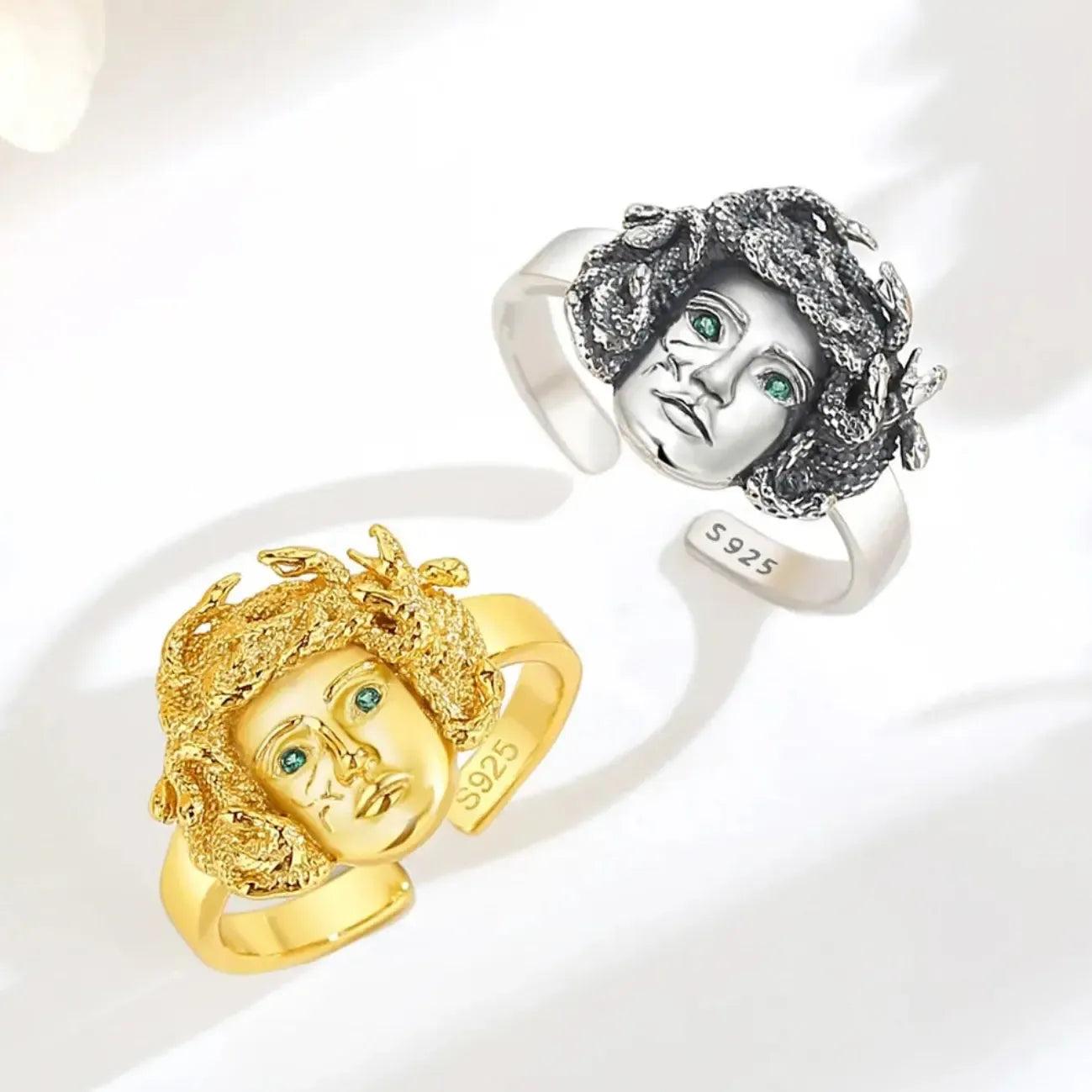 925 Sterling Silver Adjustable Medusa Ring Snake Hair Witchy Ring Greek Mythology Jewelry-MoonChildWorld