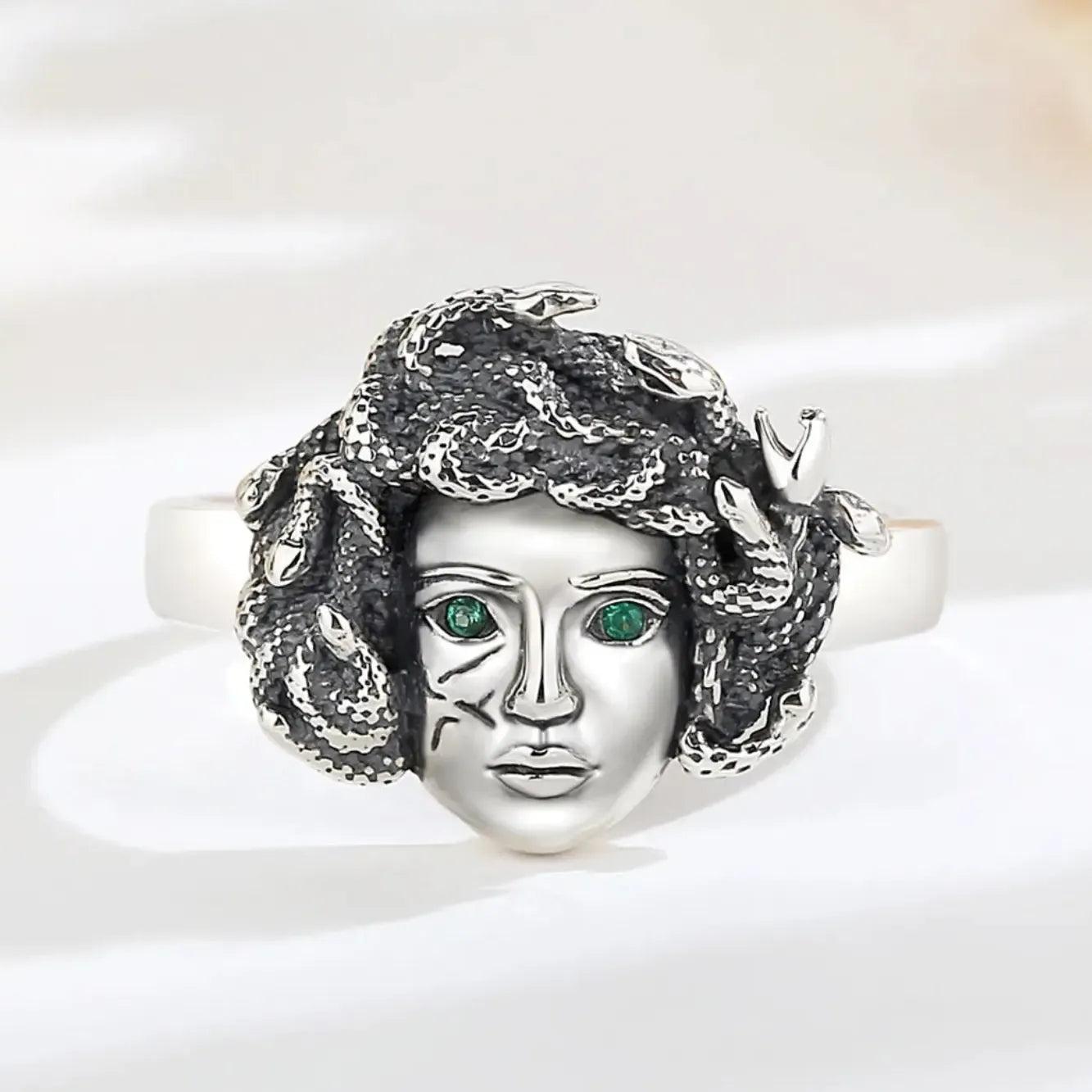 925 Sterling Silver Adjustable Medusa Ring Snake Hair Witchy Ring Greek Mythology Jewelry-MoonChildWorld