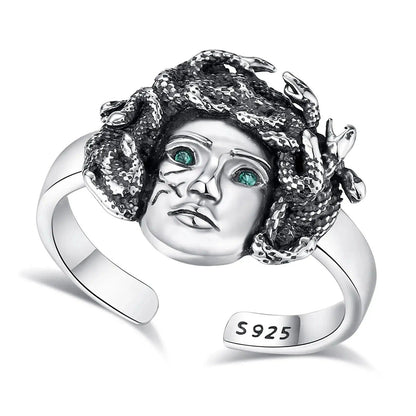 925 Sterling Silver Adjustable Medusa Ring Snake Hair Witchy Ring Greek Mythology Jewelry-MoonChildWorld