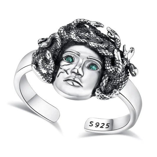 925 Sterling Silver Adjustable Medusa Ring Snake Hair Witchy Ring Greek Mythology Jewelry-MoonChildWorld