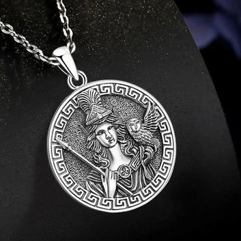 925 Sterling Silver Athena Goddess Necklace Vintage Owl Pendant Greek Mythology Pagan Jewelry-MoonChildWorld