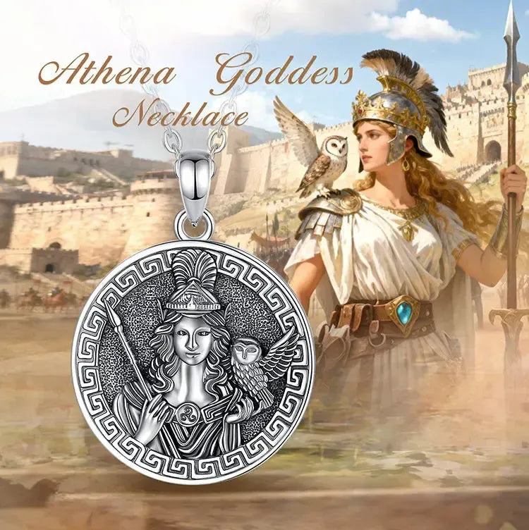 925 Sterling Silver Athena Goddess Necklace Vintage Owl Pendant Greek Mythology Pagan Jewelry-MoonChildWorld