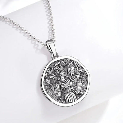 925 Sterling Silver Athena Goddess with Owl Necklace Greek Goddess Mythology Pagan Jewelry-MoonChildWorld