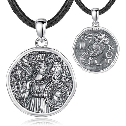 925 Sterling Silver Athena Goddess with Owl Necklace Greek Goddess Mythology Pagan Jewelry-MoonChildWorld