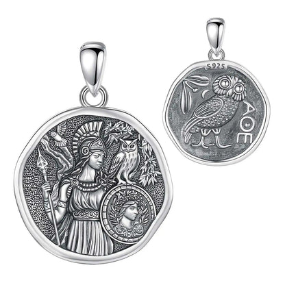 925 Sterling Silver Athena Goddess with Owl Necklace Greek Goddess Mythology Pagan Jewelry-MoonChildWorld