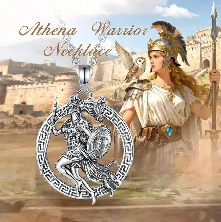 925 Sterling Silver Athena Greek Goddess of War and Vintage Owl Necklace Amulet Mythology Jewelry-MoonChildWorld