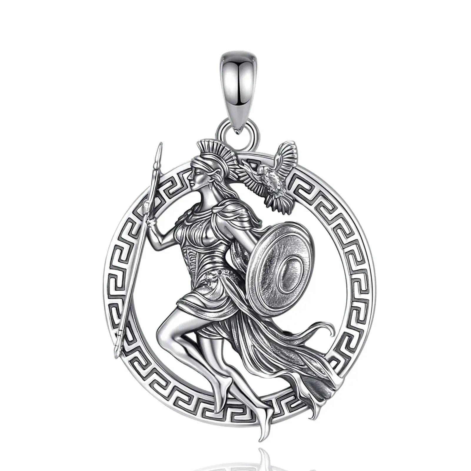 925 Sterling Silver Athena Greek Goddess of War and Vintage Owl Necklace Amulet Mythology Jewelry-MoonChildWorld