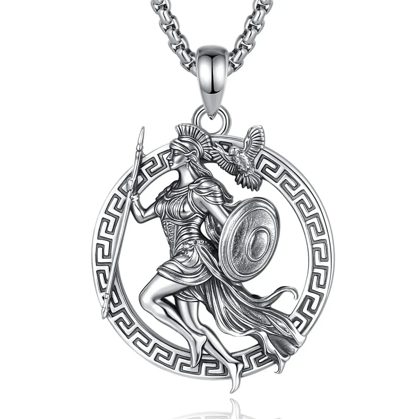 925 Sterling Silver Athena Greek Goddess of War and Vintage Owl Necklace Amulet Mythology Jewelry-MoonChildWorld