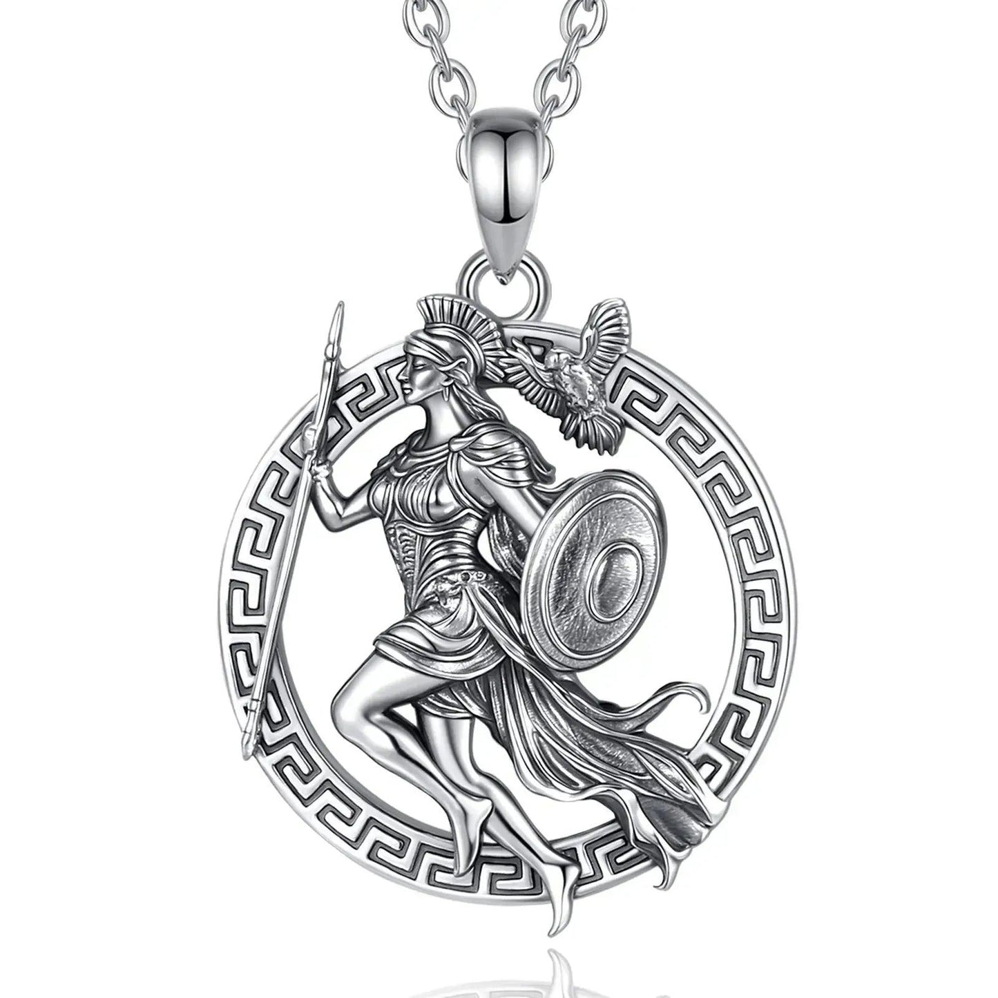 925 Sterling Silver Athena Greek Goddess of War and Vintage Owl Necklace Amulet Mythology Jewelry-MoonChildWorld