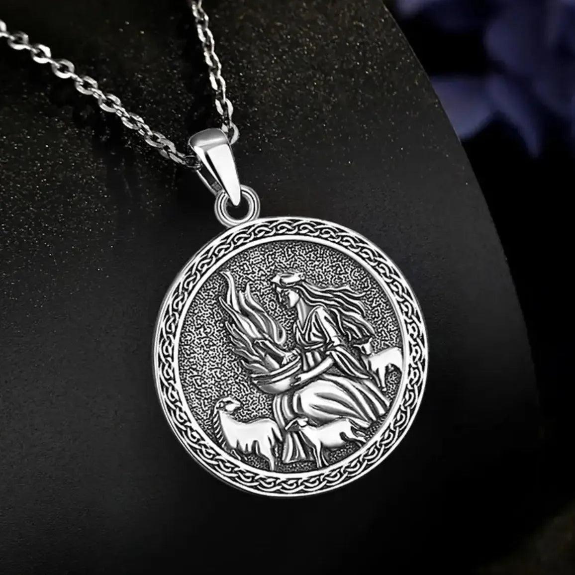 925 Sterling Silver Brigid Goddess Pendant Brigid's Cross Celtic Fire Amulet Necklace Wicca Pagan Jewelry-MoonChildWorld