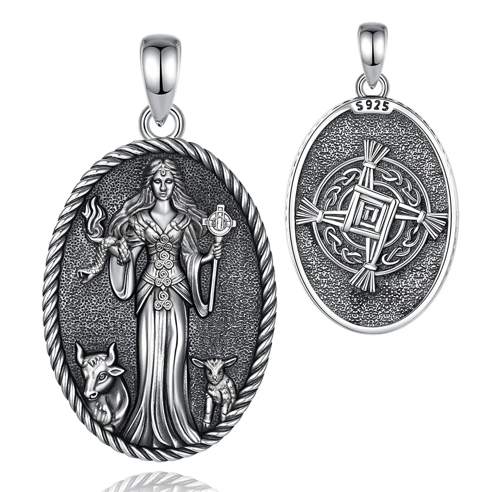 925 Sterling Silver Brigid Goddess Pendant Necklace Celtic Goddess Wicca Pagan Jewelry-MoonChildWorld