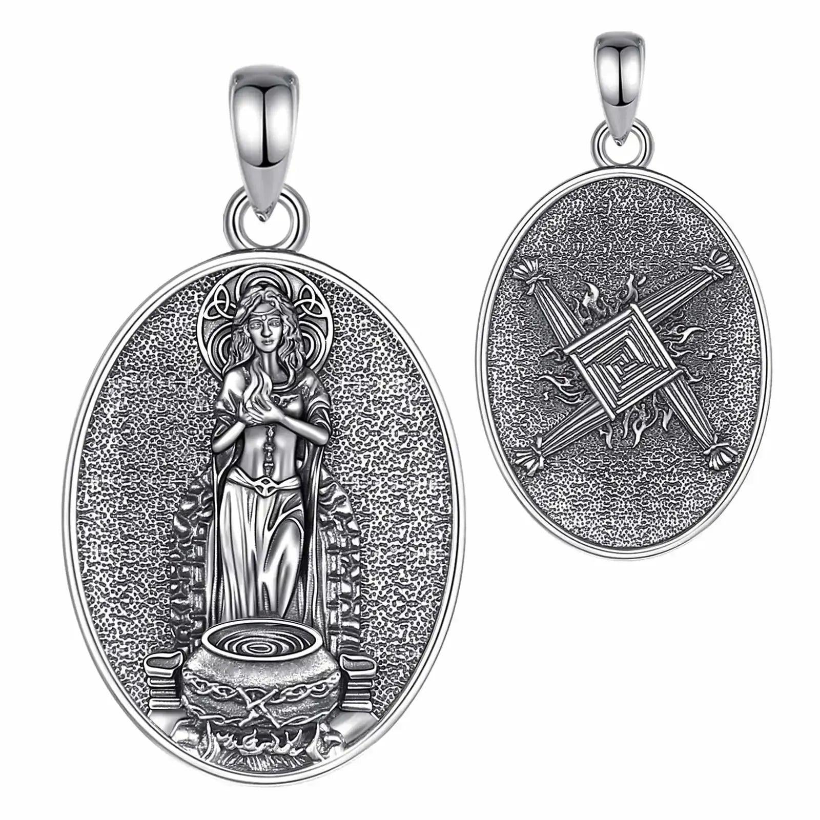 925 Sterling Silver Brigid Goddess Pendant Necklace Celtic Goddess Wicca Pagan Jewelry-MoonChildWorld