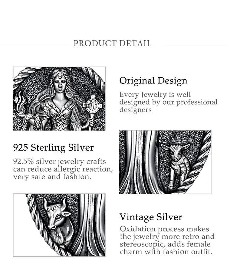 925 Sterling Silver Brigid Goddess Pendant Necklace Celtic Goddess Wicca Pagan Jewelry-MoonChildWorld