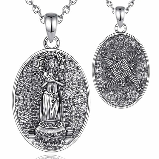925 Sterling Silver Brigid Goddess Pendant Necklace Celtic Goddess Wicca Pagan Jewelry-MoonChildWorld