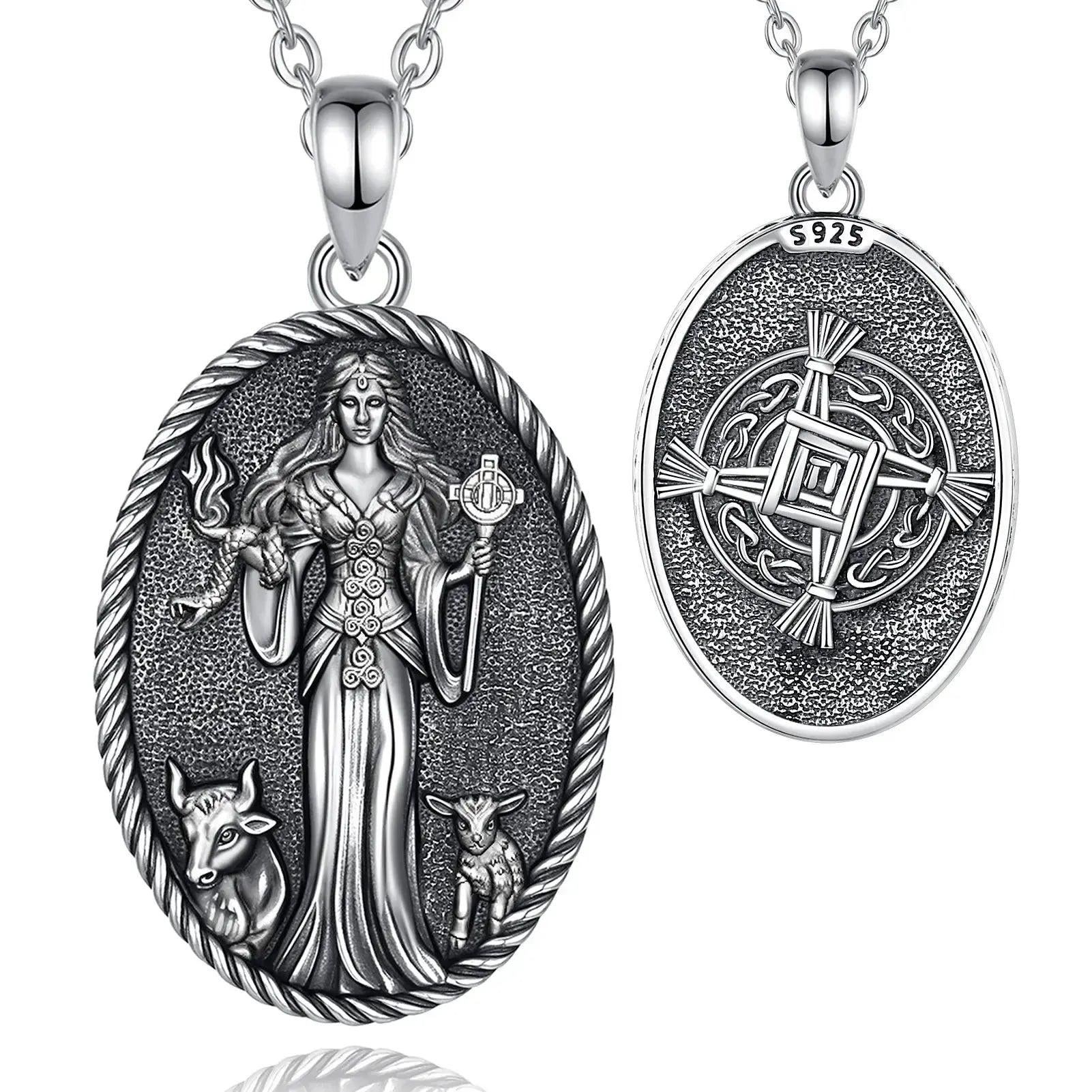 925 Sterling Silver Brigid Goddess Pendant Necklace Celtic Goddess Wicca Pagan Jewelry-MoonChildWorld