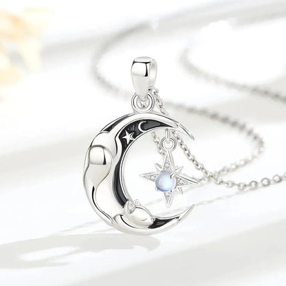 925 Sterling Silver Celestial Moon Cat Necklace for Witches & Wiccans-MoonChildWorld