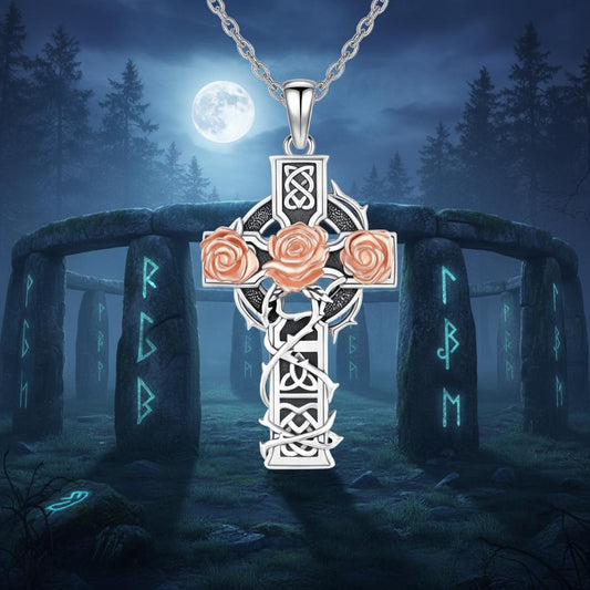 925 Sterling Silver Celtic Cross Necklace Irish Trinity Knot Pagan Jewelry-MoonChildWorld