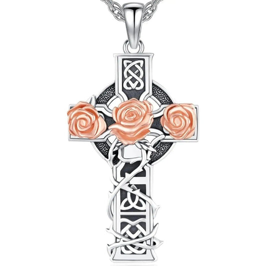 925 Sterling Silver Celtic Cross Necklace Irish Trinity Knot Pagan Jewelry-MoonChildWorld
