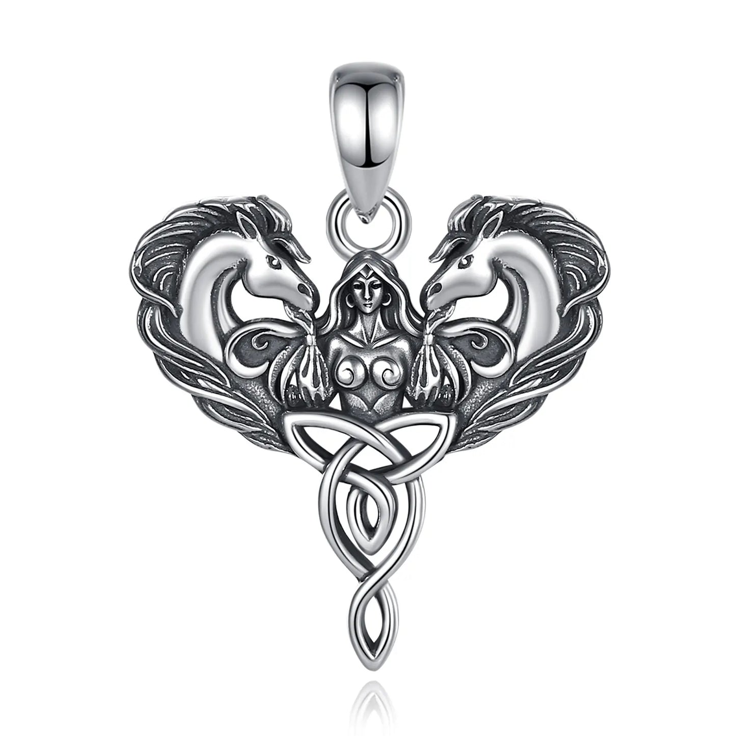 925 Sterling Silver Celtic Horse Pendant Wiccan Goddess Trinity Knot Necklace Pagan Spiritual Jewelry-MoonChildWorld