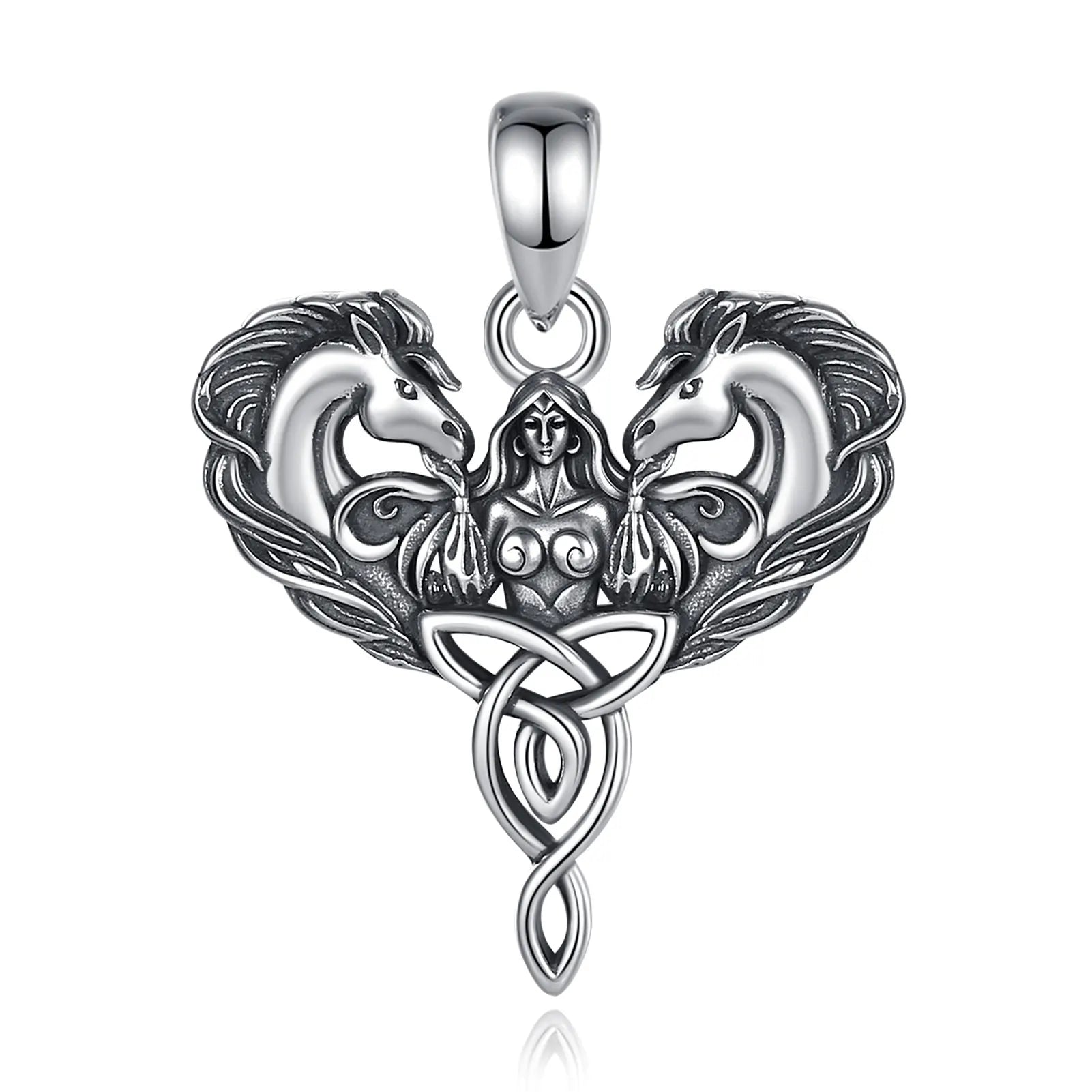 925 Sterling Silver Celtic Horse Pendant Wiccan Goddess Trinity Knot Necklace Pagan Spiritual Jewelry-MoonChildWorld
