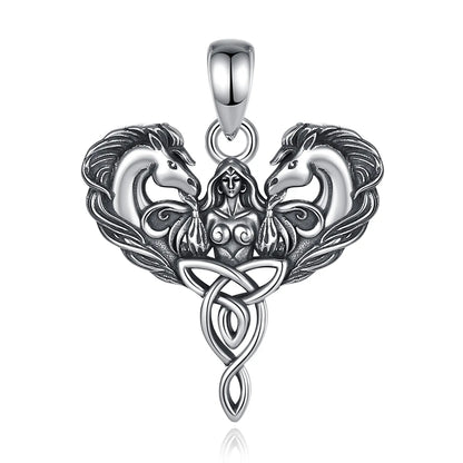 925 Sterling Silver Celtic Horse Pendant Wiccan Goddess Trinity Knot Necklace Pagan Spiritual Jewelry-MoonChildWorld