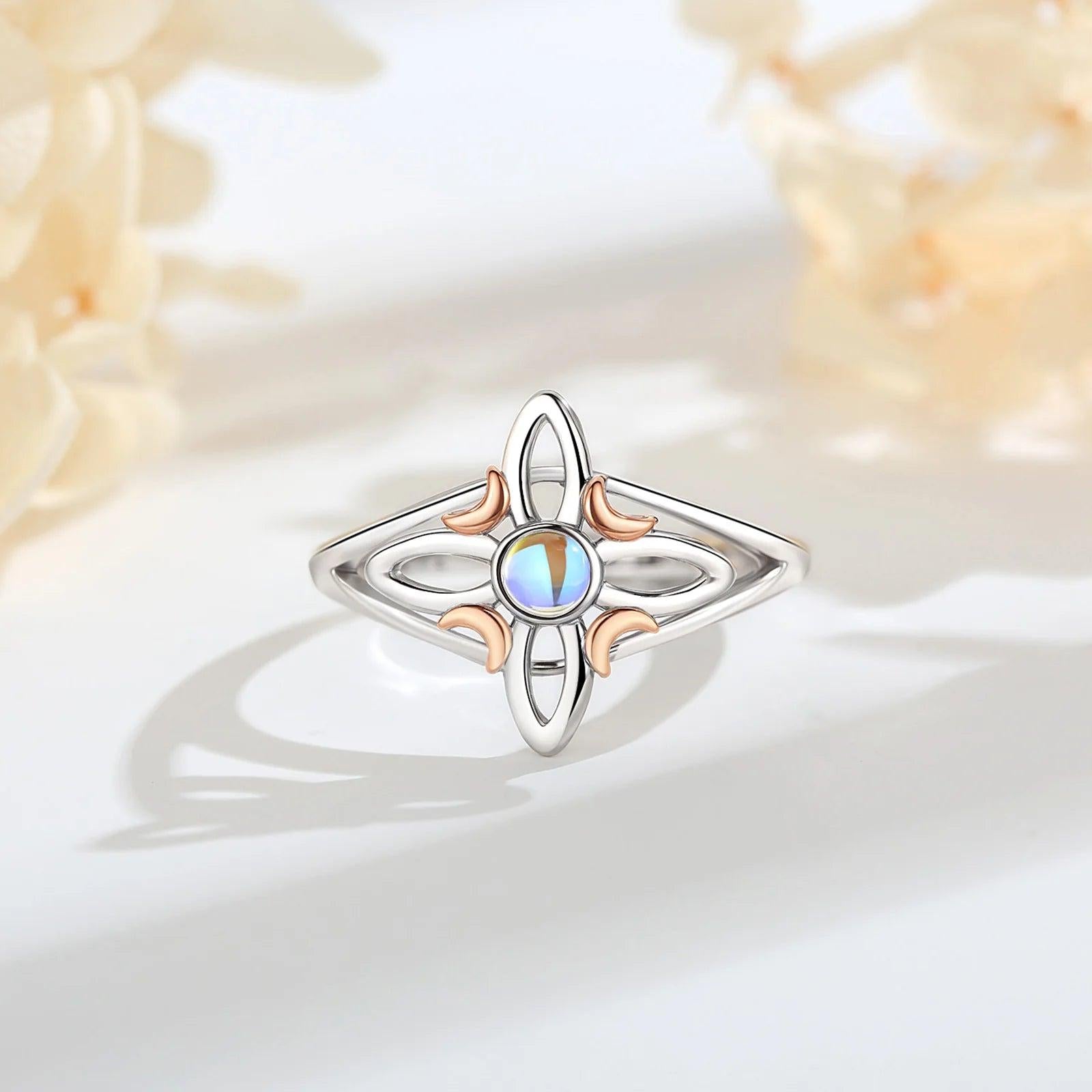 925 Sterling Silver Witchcraft Celtic Knot Witch Ring Wicca Pagan Jewelry Protection Amulet-MoonChildWorld