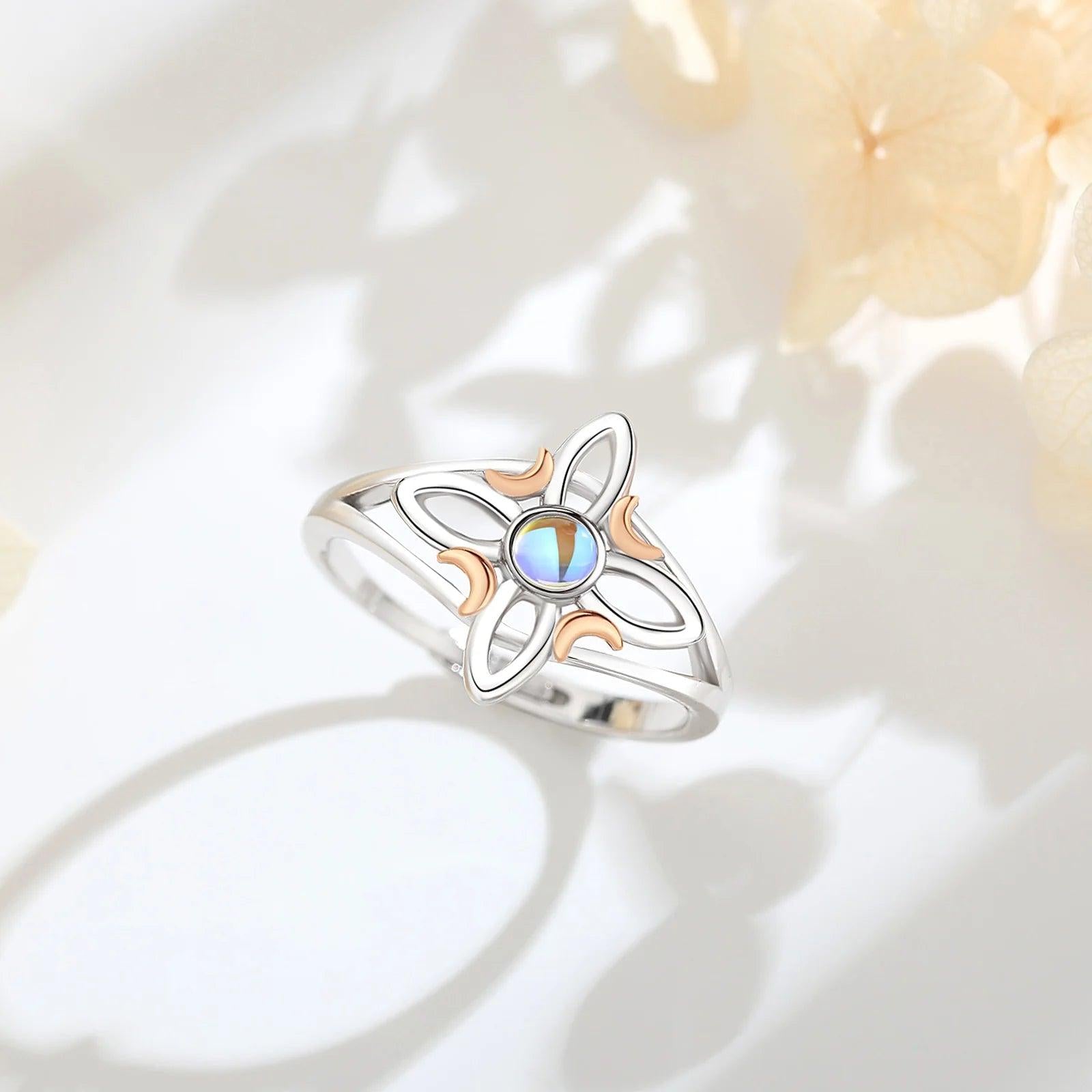 925 Sterling Silver Witchcraft Celtic Knot Witch Ring Wicca Pagan Jewelry Protection Amulet-MoonChildWorld