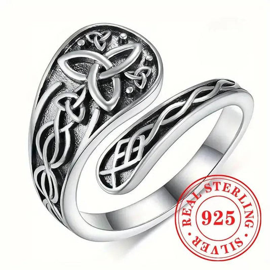 925 Sterling Silver Celtic Knot Witch Ring Witchcraft Jewelry-MoonChildWorld