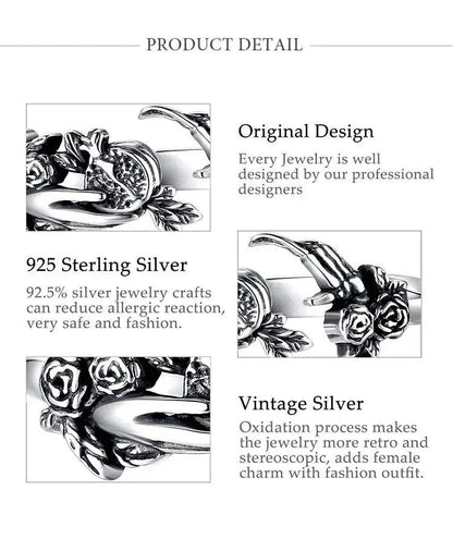 925 Sterling Silver Dark Goddess Persephone Adjustable Ring Pomegranate Skull Ring Greek Mythology Wicca Jewelry-MoonChildWorld