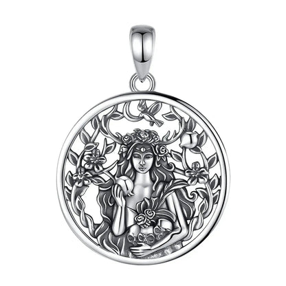 925 Sterling Silver Dark Goddess Persephone Necklace Pomegranate Skull Pendant Greek Mythology Pagan Jewelry-MoonChildWorld