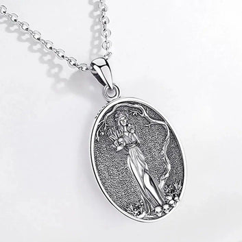 925 Sterling Silver Dark Goddess Persephone Necklace Pomegranate Skull Pendant Greek Mythology Wiccan Jewelry