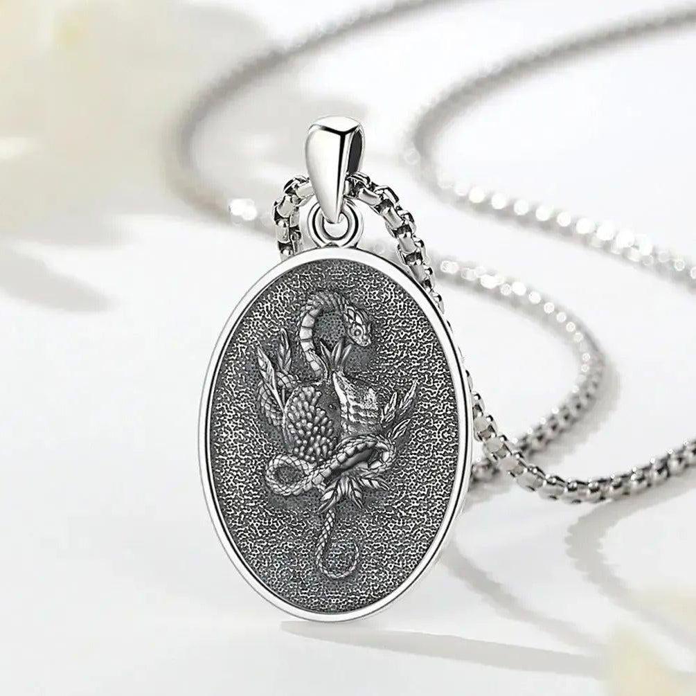 925 Sterling Silver Dark Goddess Persephone Necklace Pomegranate Skull Pendant Greek Mythology Wiccan Jewelry-MoonChildWorld