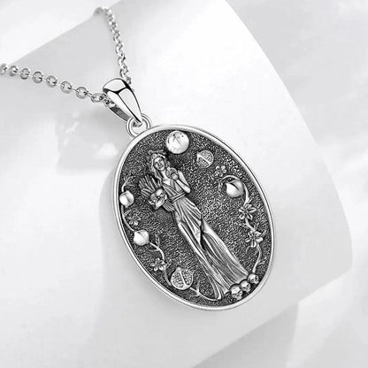 925 Sterling Silver Dark Goddess Persephone Necklace Pomegranate Skull Pendant Greek Mythology Wiccan Jewelry-MoonChildWorld