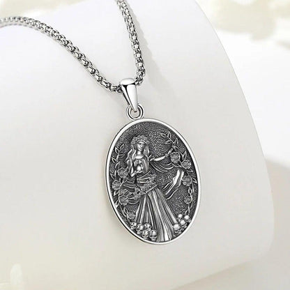 925 Sterling Silver Dark Goddess Persephone Necklace Pomegranate Skull Pendant Greek Mythology Wiccan Jewelry-MoonChildWorld