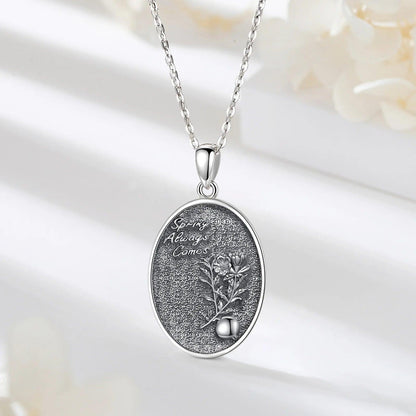 925 Sterling Silver Dark Goddess Persephone Necklace Pomegranate Skull Pendant Greek Mythology Wiccan Jewelry-MoonChildWorld