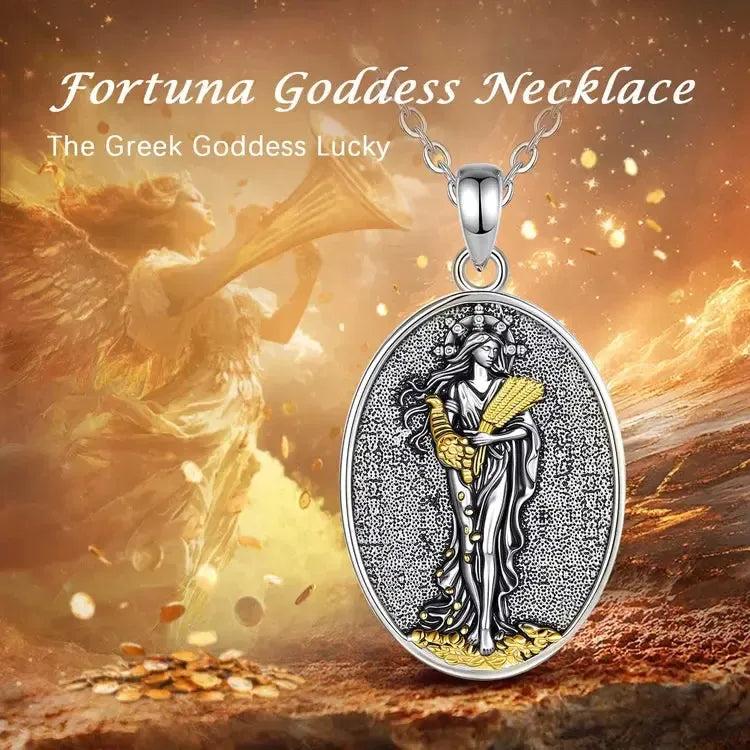 925 Sterling Silver Goddess of Fortune Necklace Greek Lucky Goddess Pendant Amulet Spiritual Pagan Jewelry-MoonChildWorld