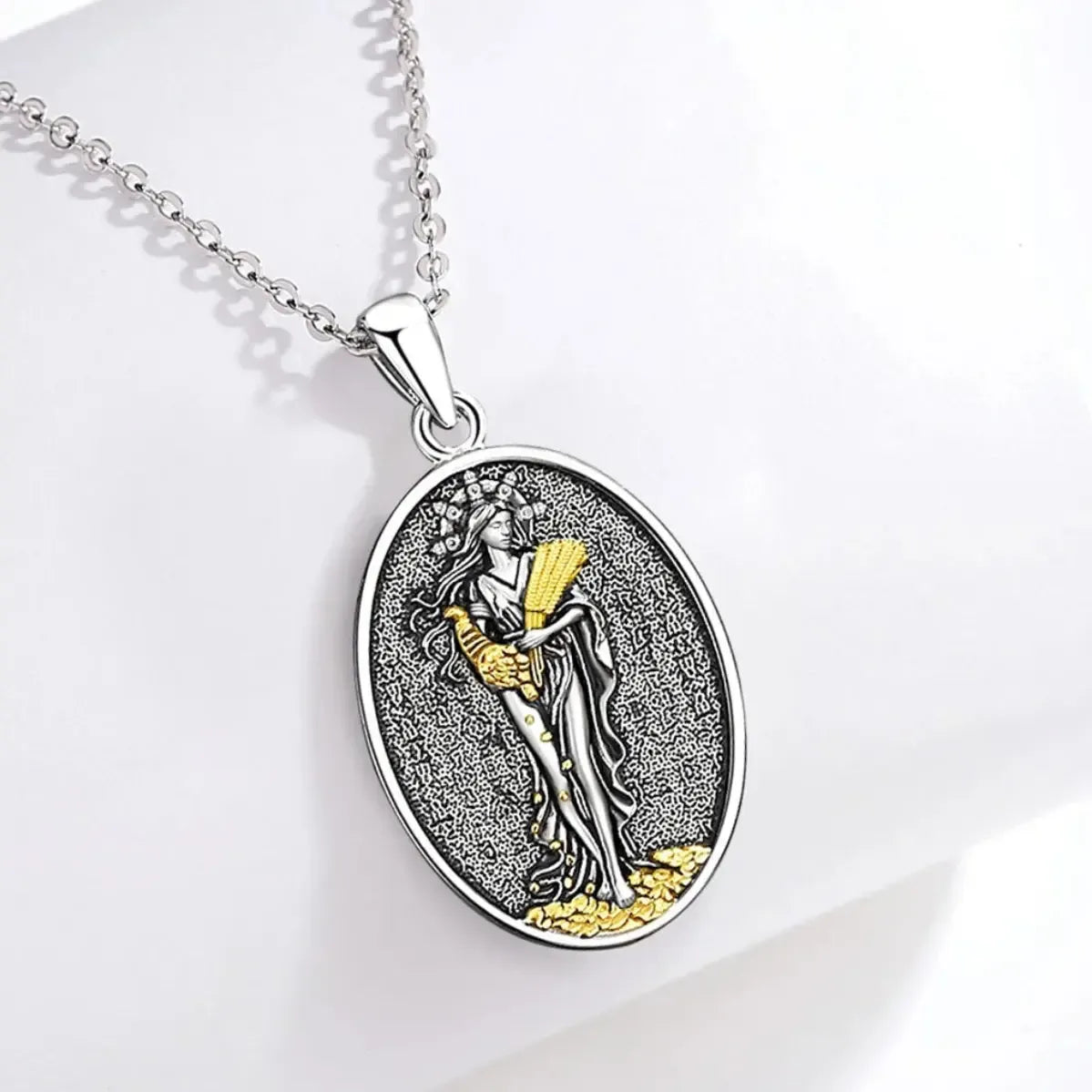 925 Sterling Silver Goddess of Fortune Necklace Greek Lucky Goddess Pendant Amulet Spiritual Pagan Jewelry-MoonChildWorld