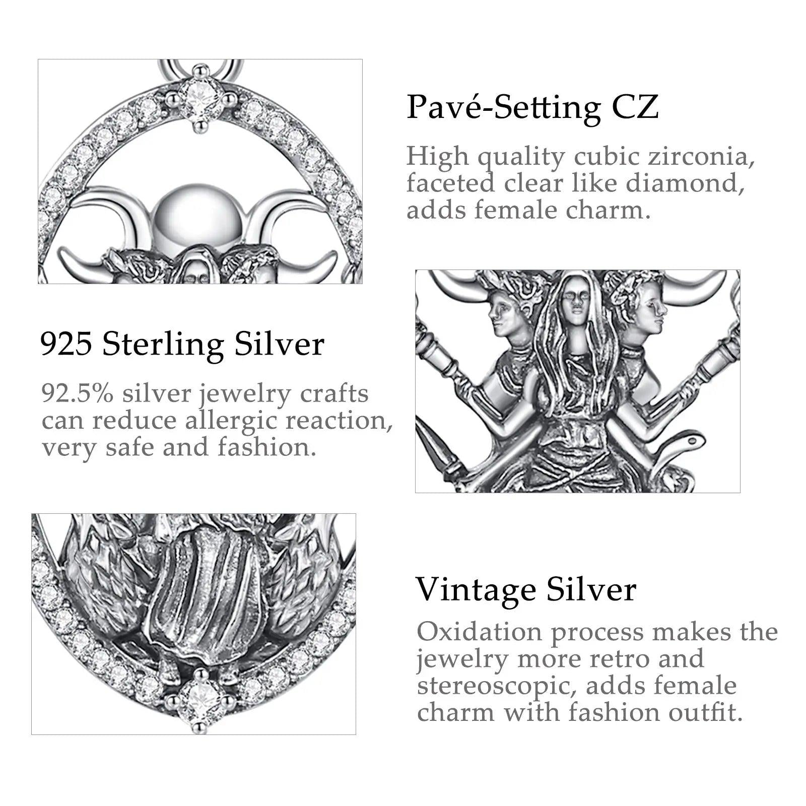 925 Sterling Silver Hecate Goddess Necklace - Wicca Triple Moon Goddess Necklace Witch Jewelry-MoonChildWorld