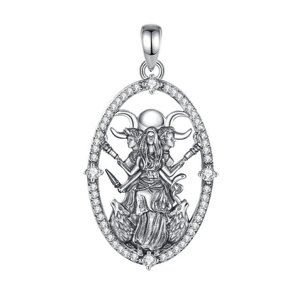 925 Sterling Silver Hecate Goddess Necklace - Wicca Triple Moon Goddess Necklace Witch Jewelry-MoonChildWorld
