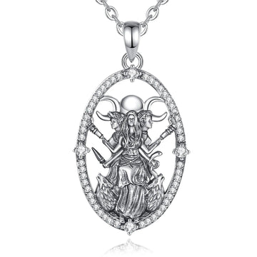 925 Sterling Silver Hecate Goddess Necklace - Wicca Triple Moon Goddess Necklace Witch Jewelry-MoonChildWorld