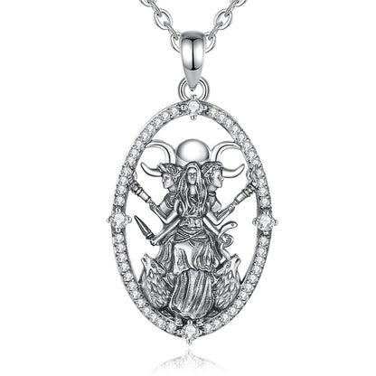 925 Sterling Silver Hecate Goddess Necklace - Wicca Triple Moon Goddess Necklace Witch Jewelry-MoonChildWorld