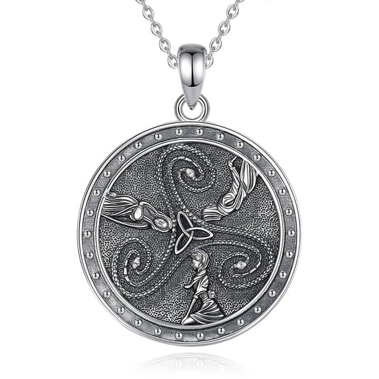 925 Sterling Silver Hecate Triple Goddess Necklace Celtic Knot Triquetra Pendant Wicca Pagan Jewelry
